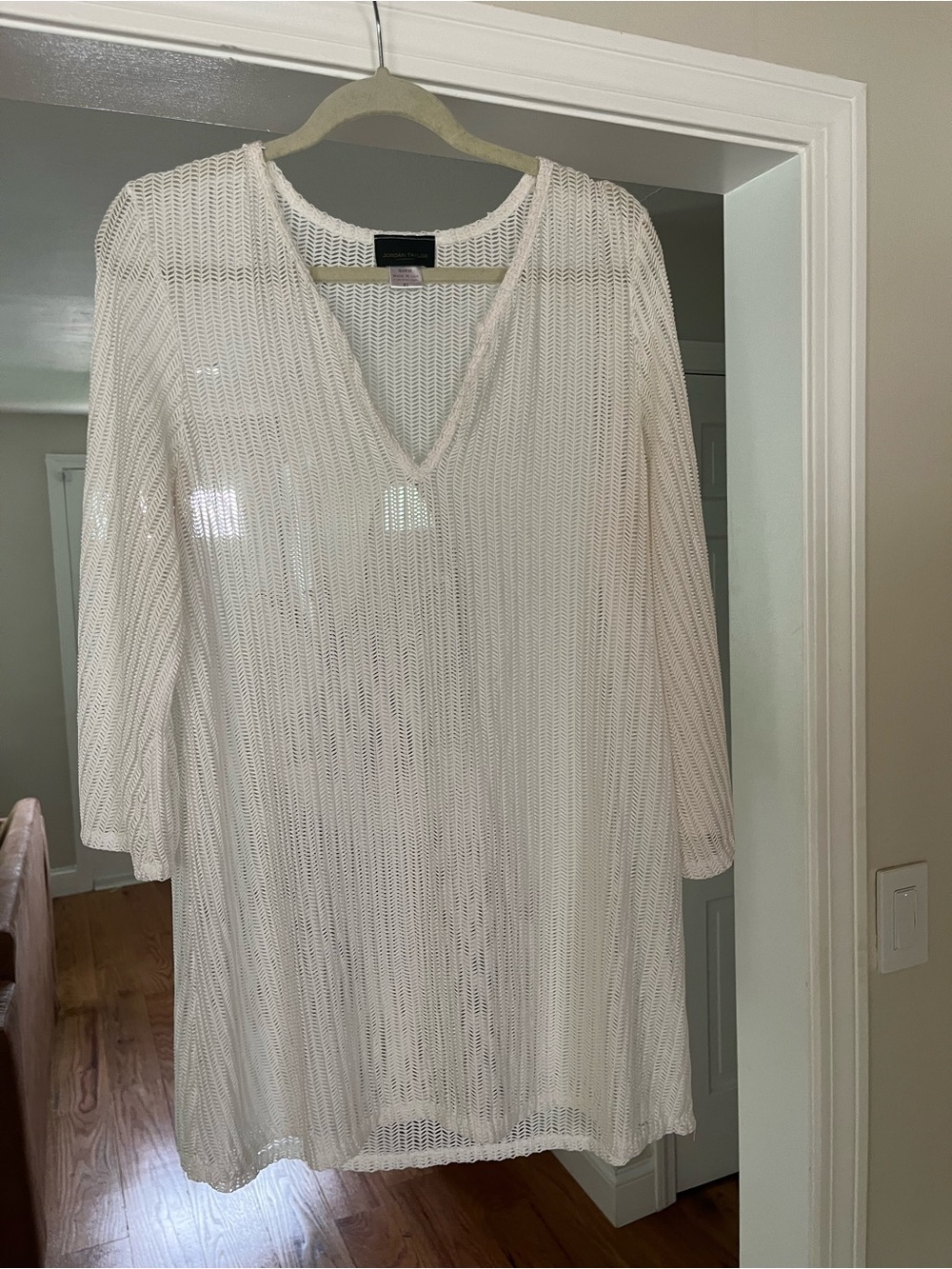 JORDAN TAYLOR Lightweight Open-Knit V-Neck Coverup Dress, XL